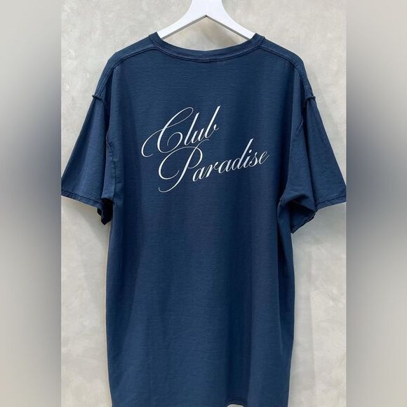 NWT Club Paradise Unisex Blue Resort Tee Raw Hems Classic Graphic Tee Shirt - XL - Picture 7 of 13